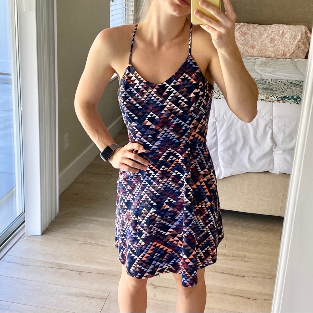 Banana Republic Patterned Dress Size 2 Blue